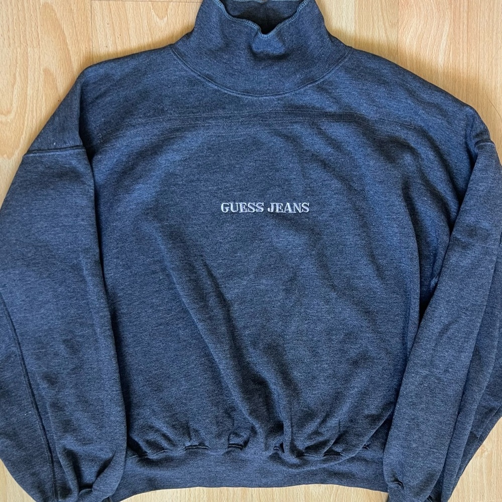 Vintage 90s GUESS Jeans by Georges Marciano Embroidery Mockneck Sweatshirt